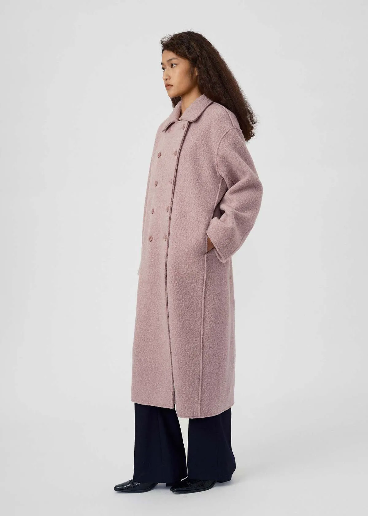 Double-Breasted Coat - Pink