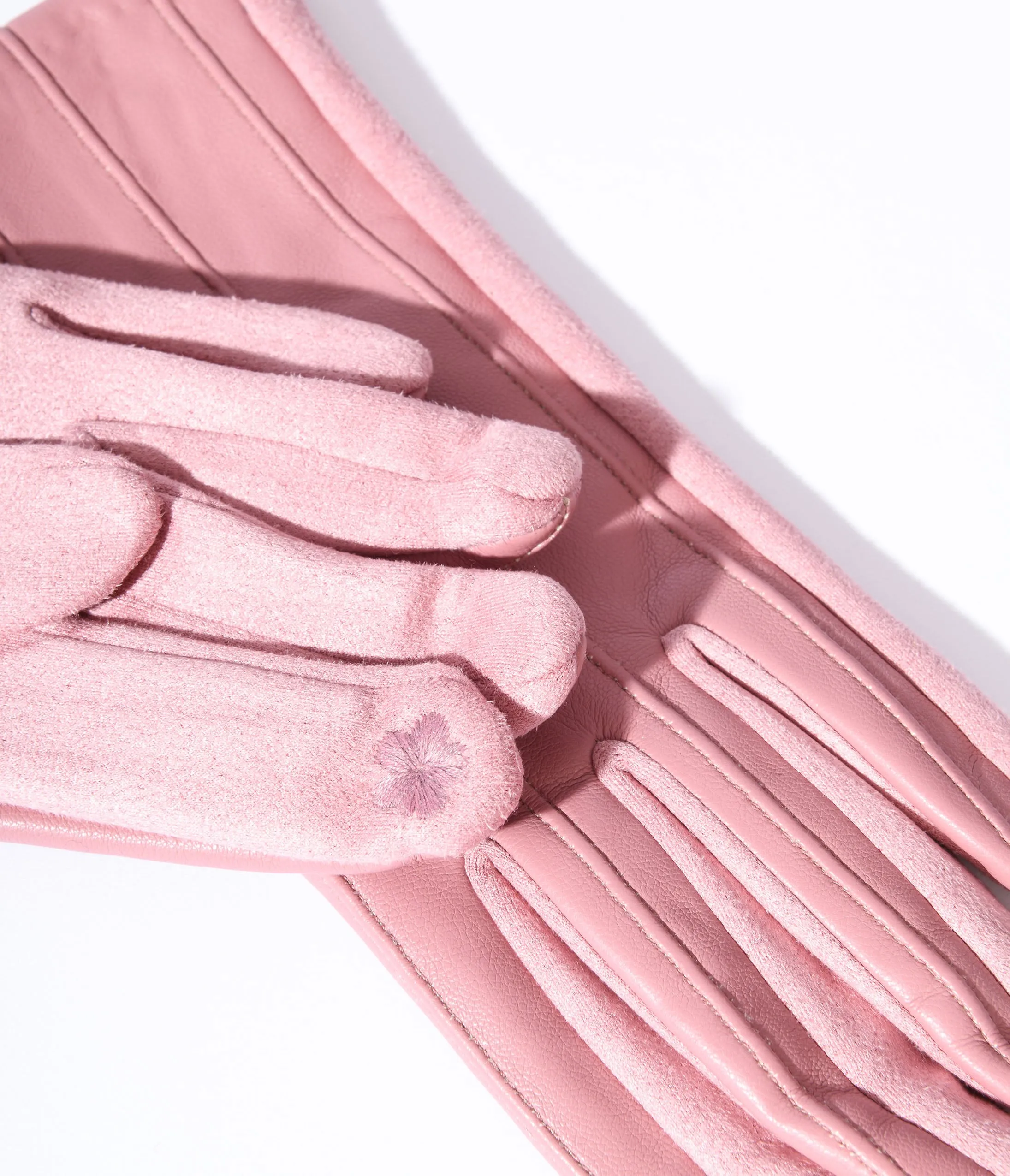 Dusty Pink Suede Leatherette Gloves