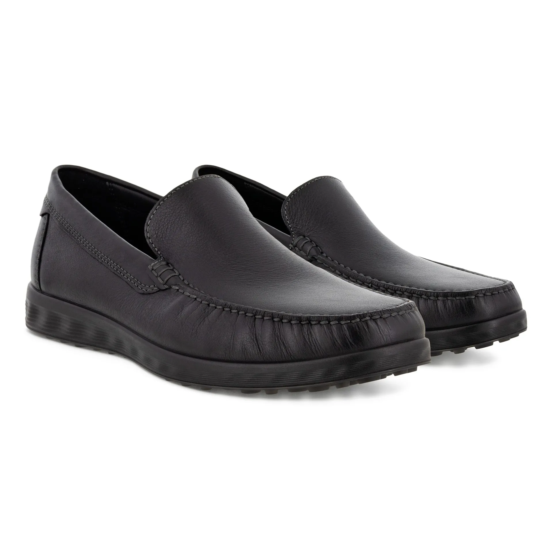 ECCO Mens S Lite Moc Slip-on Leather Loafer- Black Smooth Leather