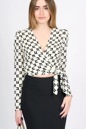 Elisabetta Franchi Camicia Corta Logo Burro/nero Donna