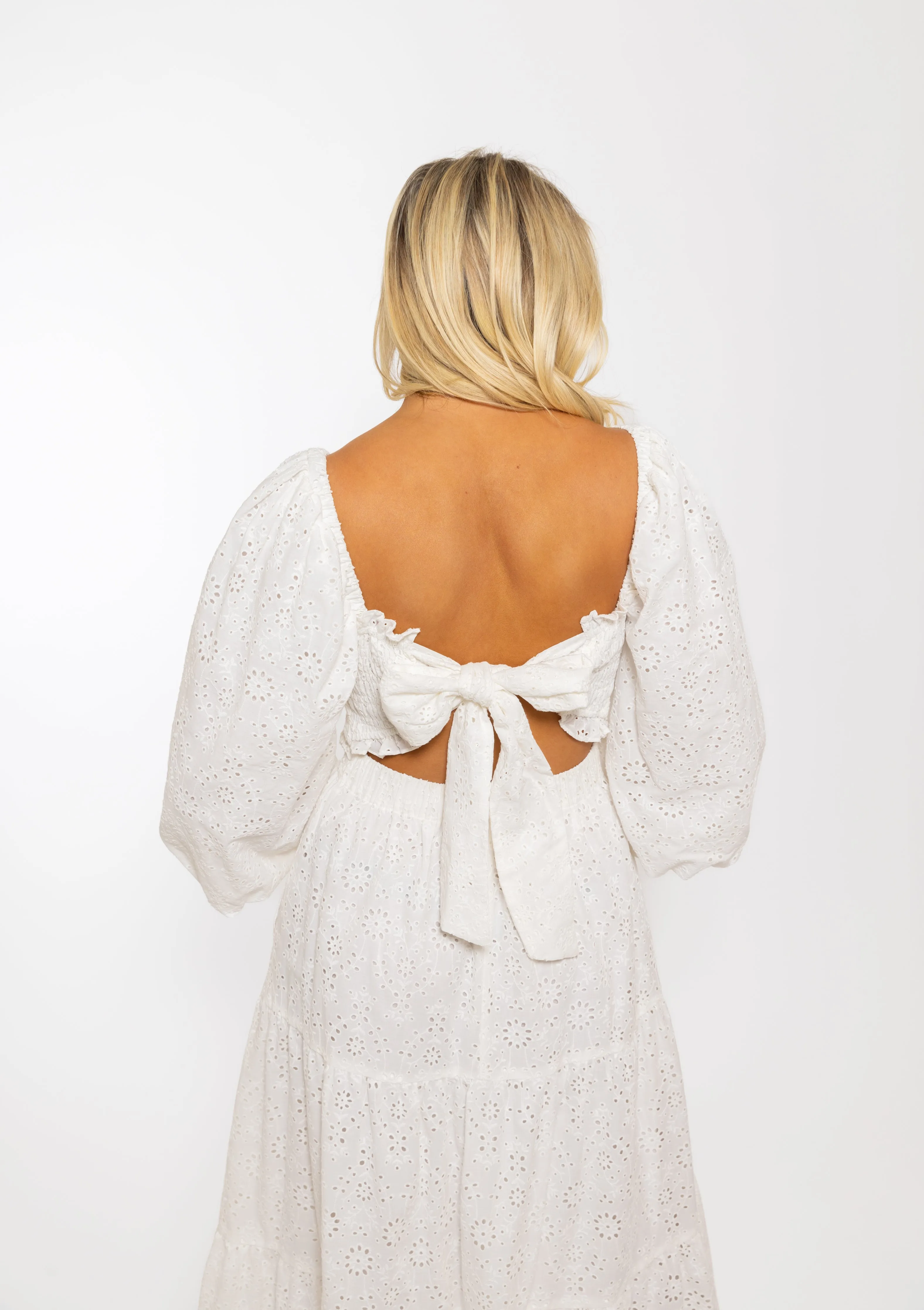 Eyelet Bow Back Maxi Dress