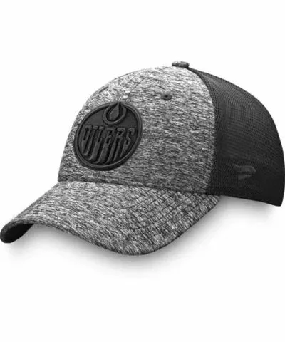 Fanatics Men's NHL Fanatics Heathered Black/Black Edmonton Oilers Authentic Pro Training & Travel Trucker Flex Hat