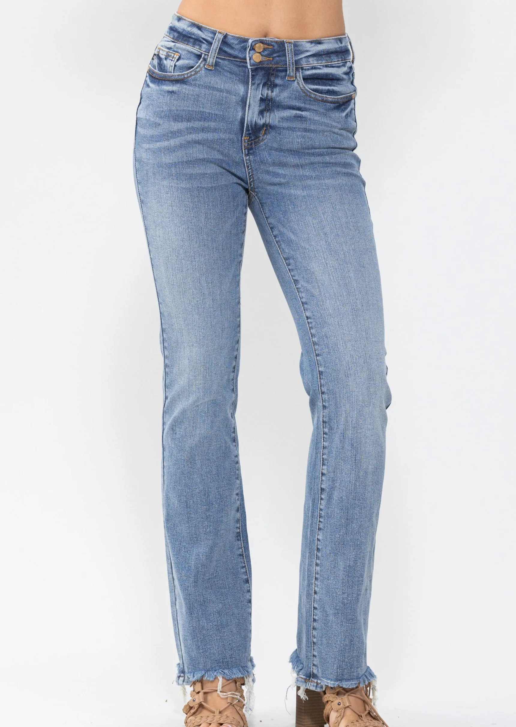 FINAL SALE - Judy Blue Raw Hem Boot Cut Jean