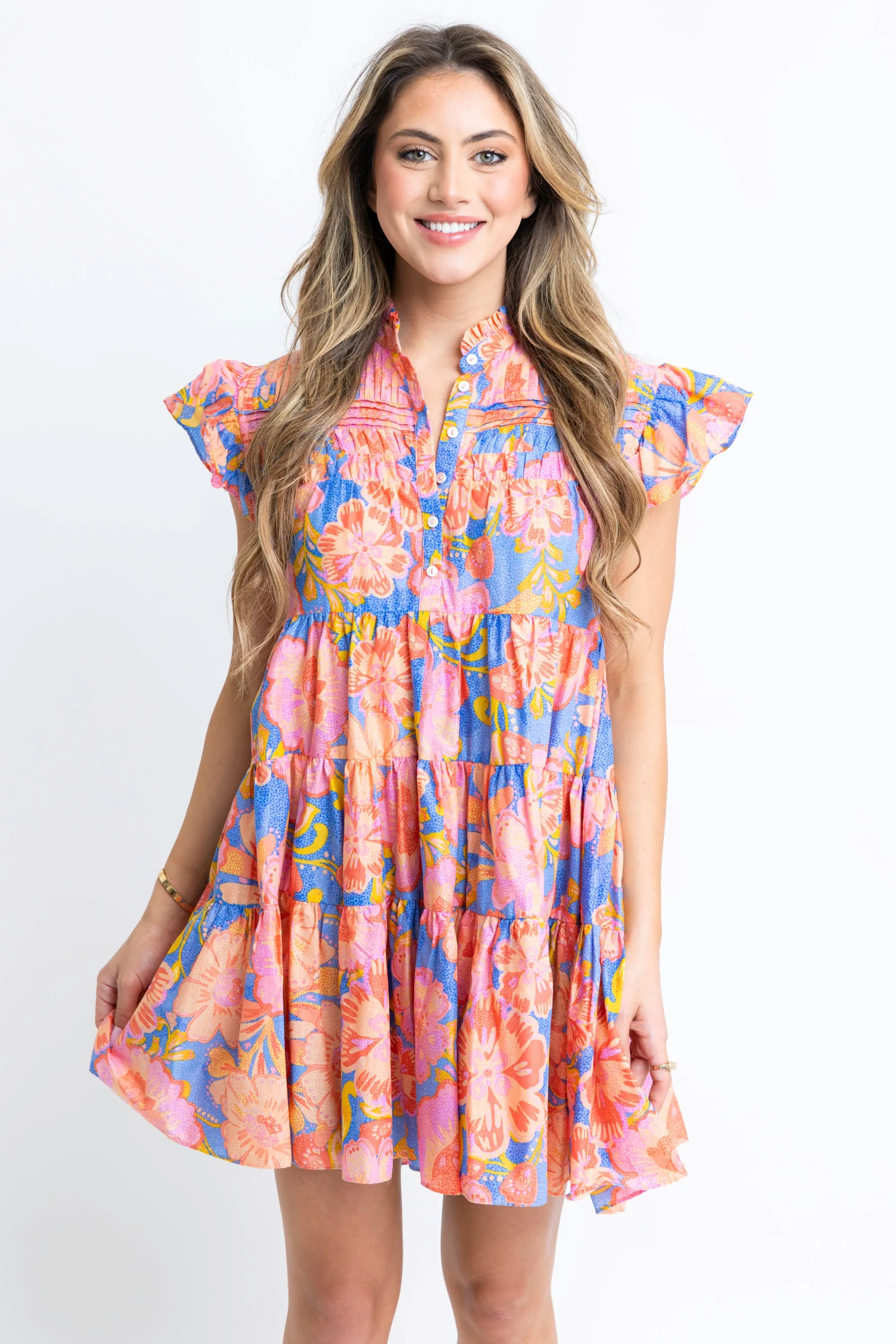 Floral Tier Pleat Dress