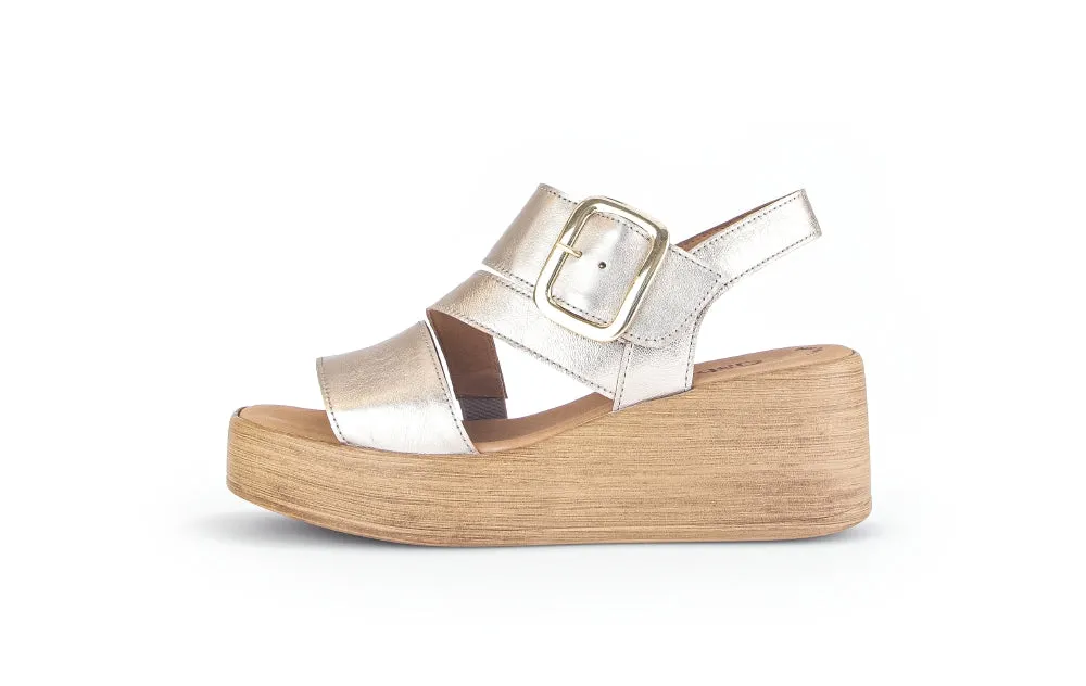 GABOR  Gold Leather Wedge Sandal 53362