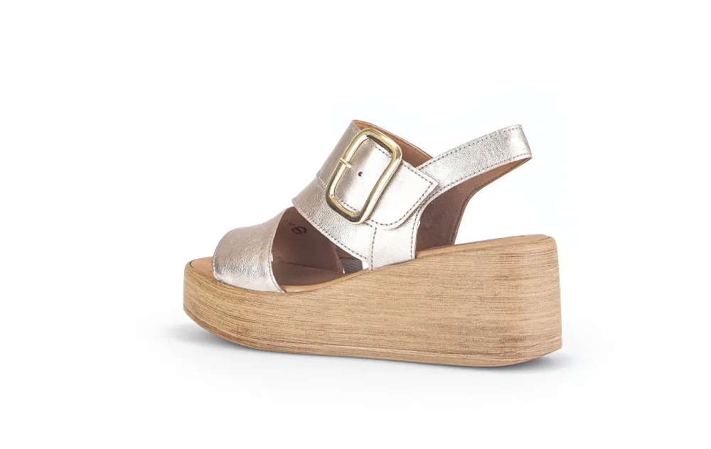 GABOR  Gold Leather Wedge Sandal 53362