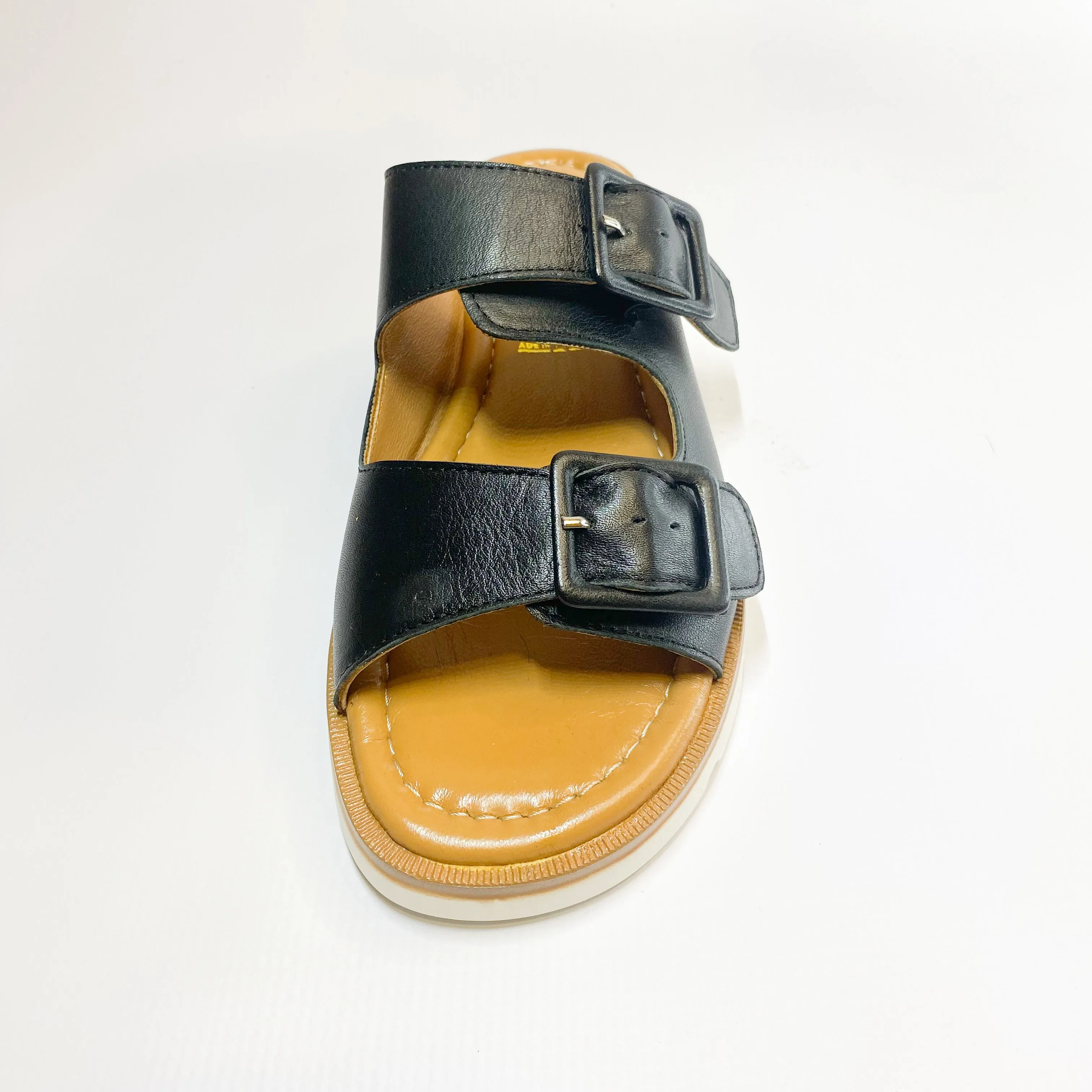 Gia black leather flatform sandal