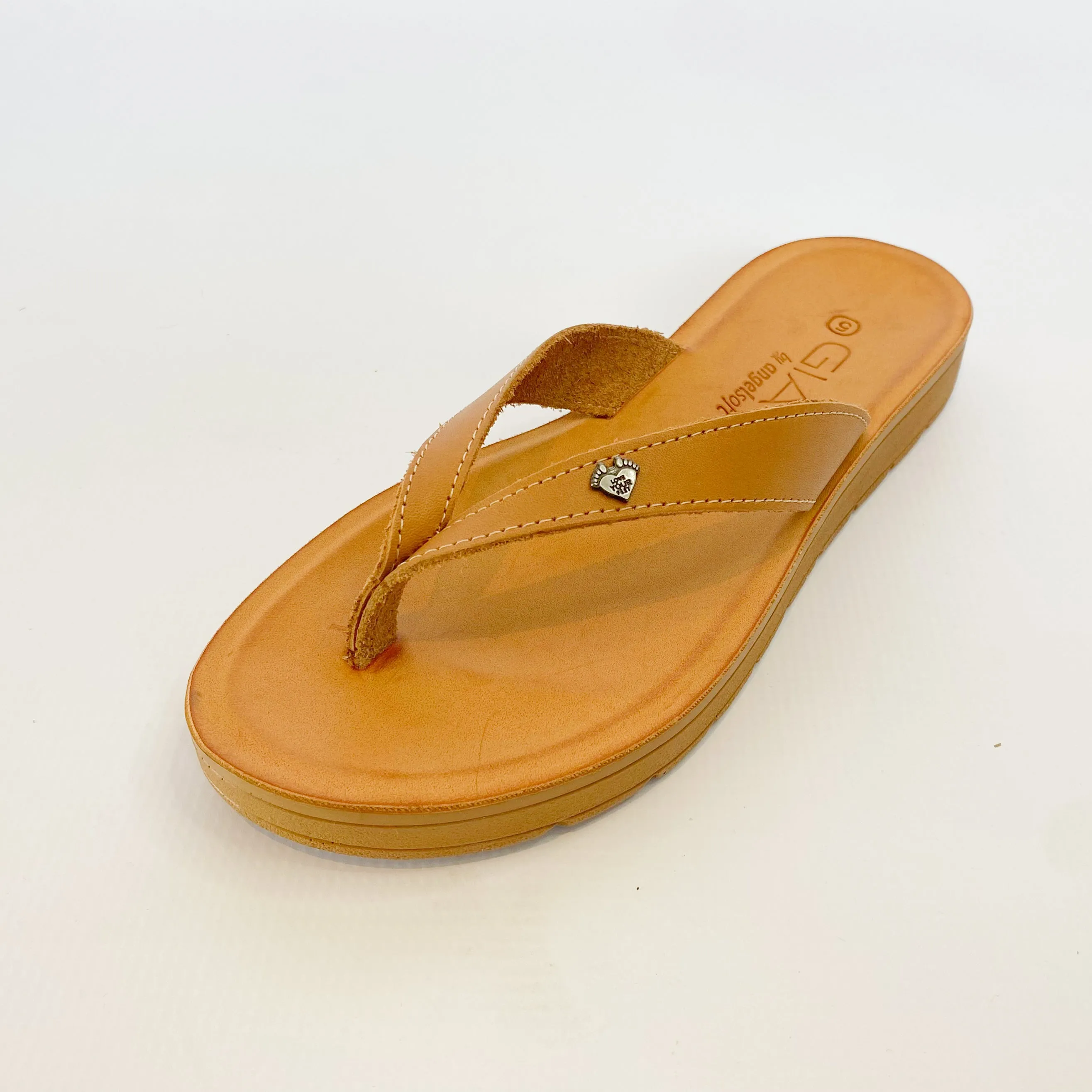 Gia leather tan thong sandal