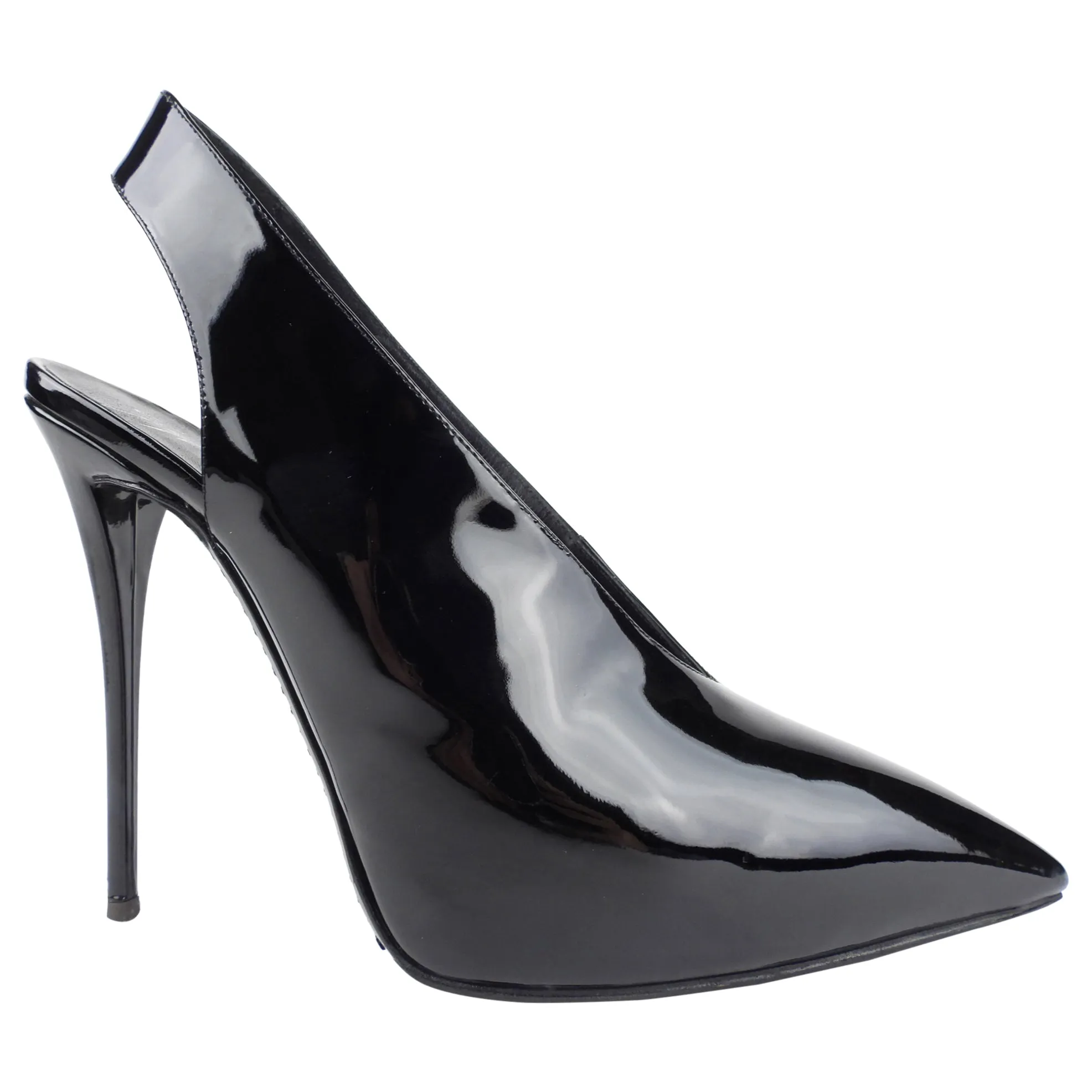 Giuseppe Zanotti Black Patent Leather Slingback Stiletto Heel Platform Pumps - 41