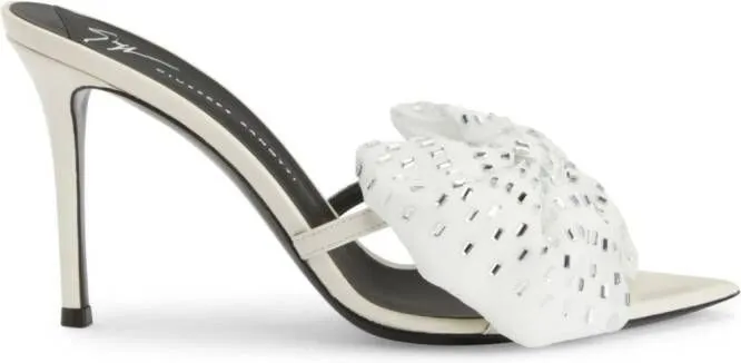 Giuseppe Zanotti Intriigo Alexandrine 90mm leather sandals White