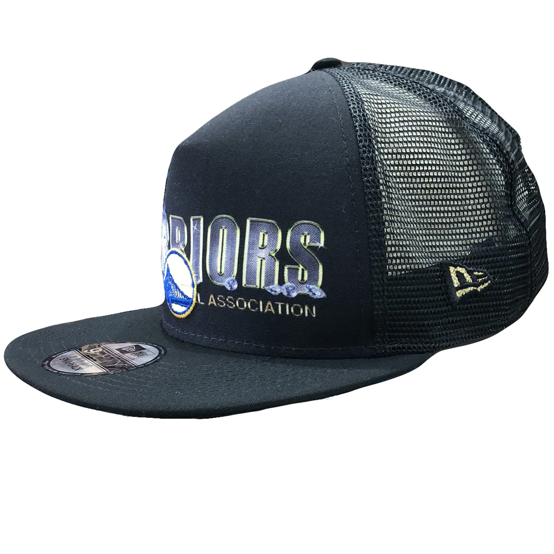 Golden State Warriors Diamond Bling Black Trucker Snapback Hat