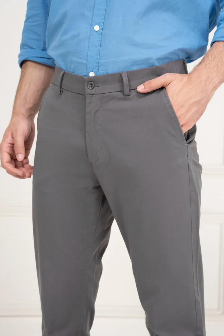 Grey Slim Fit Stretch Chino Pants