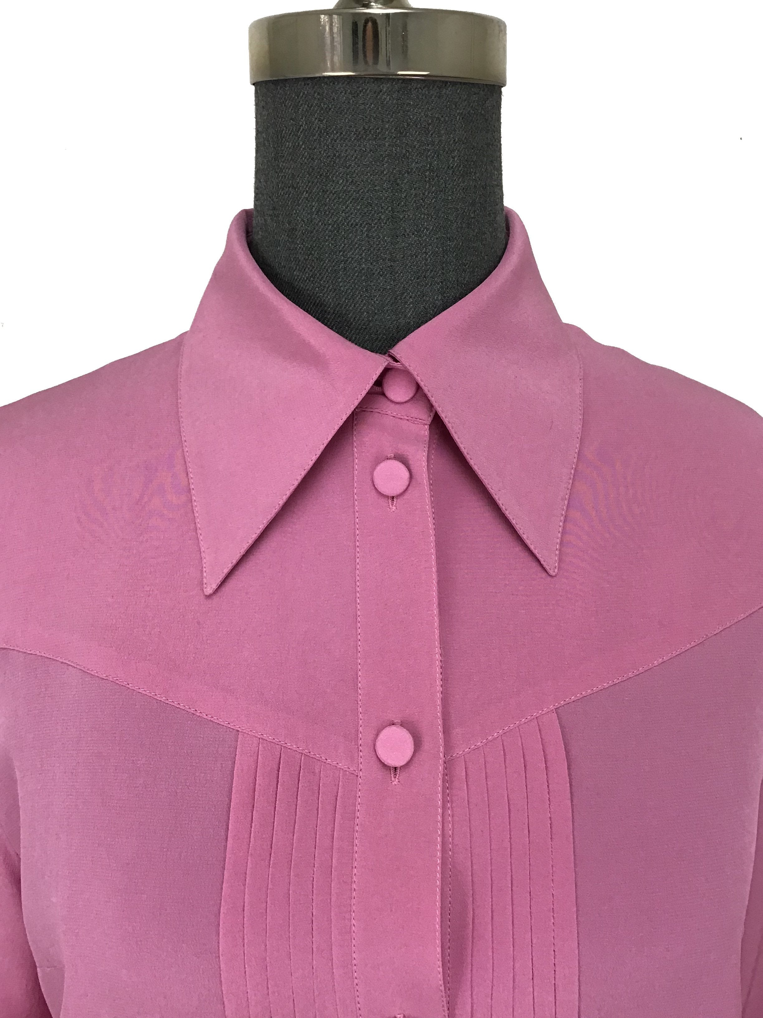 Gucci Pleated-Placket Silk Crepe De Chine Blouse Size M