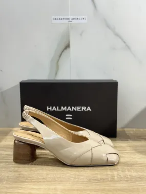 Halmanera Sandalo Donna Sling Back Fanny In Pelle Lino Luxury Shoes 41