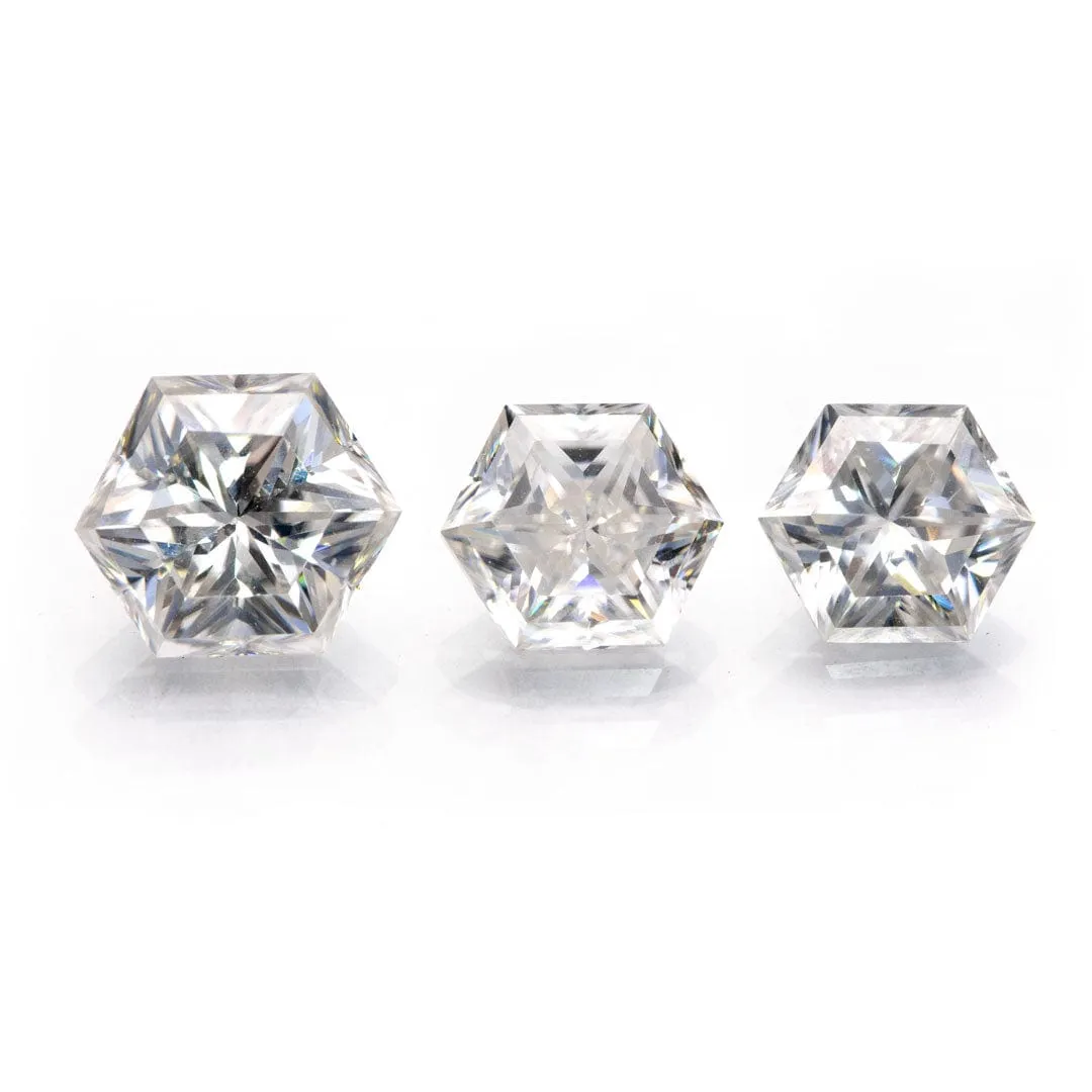 Hexagon Brilliant Cut White Moissanite Gemstone