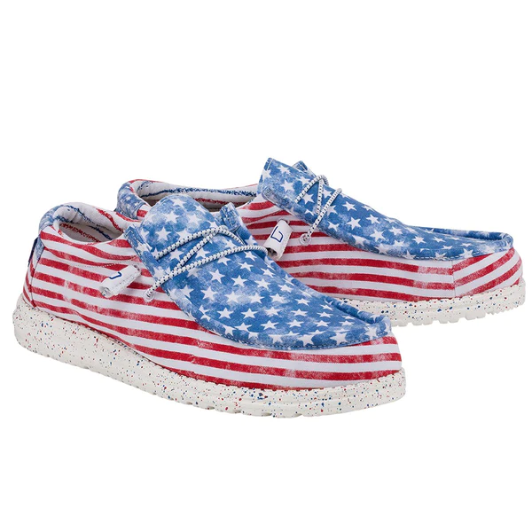 Hey Dude Mens Wally Funk Slip on Shoes- Stars N Stripes