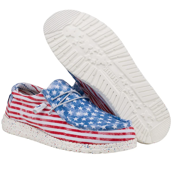 Hey Dude Mens Wally Funk Slip on Shoes- Stars N Stripes