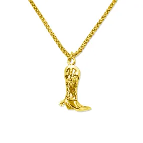 Hoedown Cowboy Boot Necklace Gold