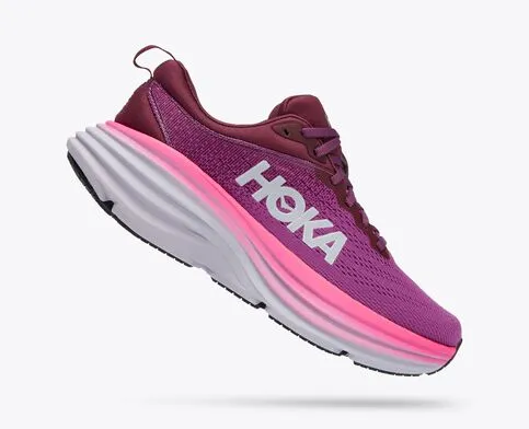 Hoka Womens Bondi 8 Athletic Shoes- Beauty Berry/ Grape Wine