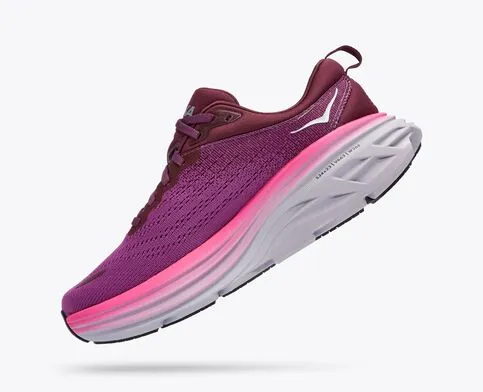 Hoka Womens Bondi 8 Athletic Shoes- Beauty Berry/ Grape Wine