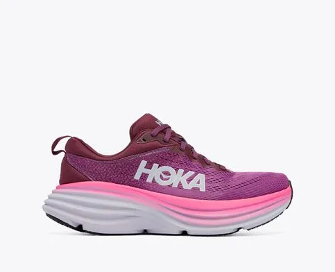 Hoka Womens Bondi 8 Athletic Shoes- Beauty Berry/ Grape Wine