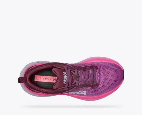 Hoka Womens Bondi 8 Athletic Shoes- Beauty Berry/ Grape Wine