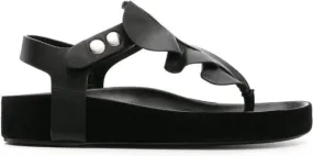 ISABEL MARANT Isela ruffle-trim leather sandals Black