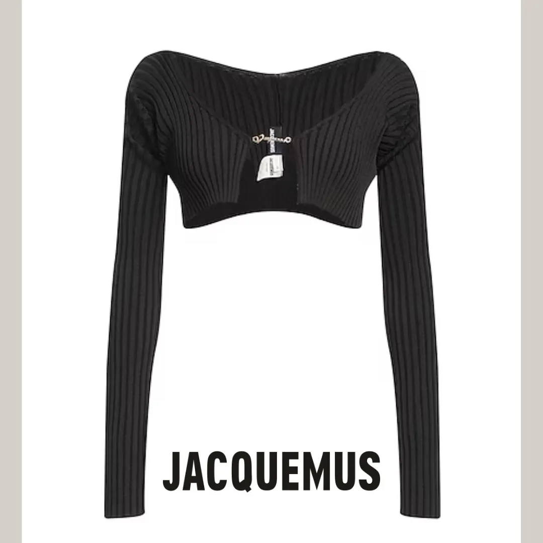 JACQUEMUS  |Casual Style Nylon Long Sleeves Plain Logo Cropped Tops