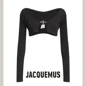 JACQUEMUS  |Casual Style Nylon Long Sleeves Plain Logo Cropped Tops