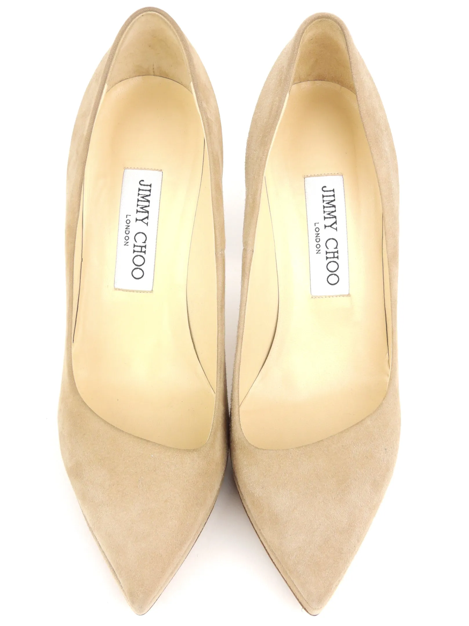 Jimmy Choo Beige Suede and Patent Leather Stiletto Heel Platform Pumps - 37