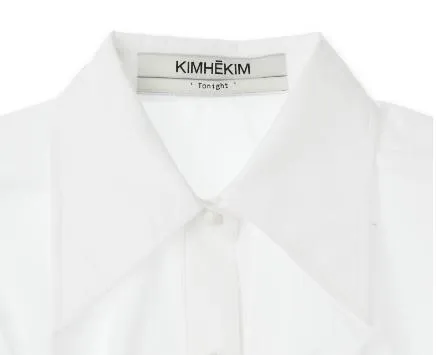 KIMHEKIM  |Casual Style Cotton Short Sleeves Puff Sleeves Cropped Tops