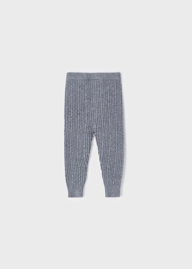 Knit leggings for baby girl - Steel