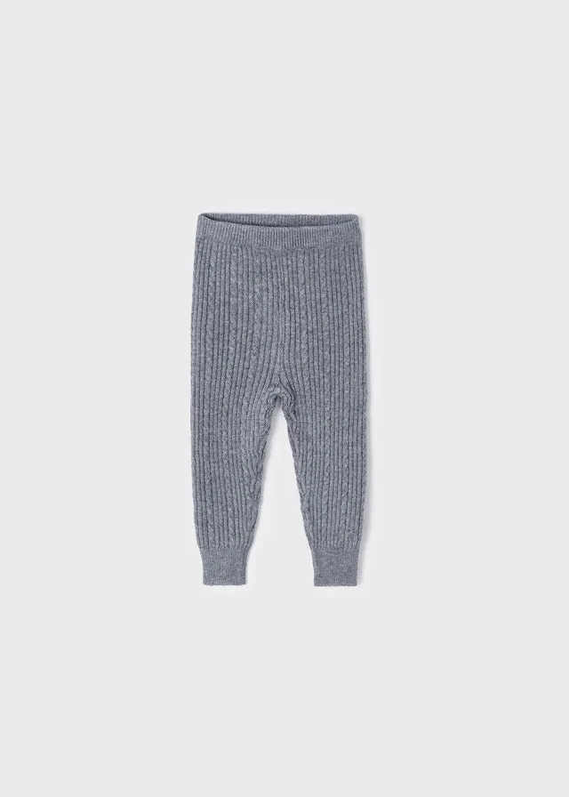 Knit leggings for baby girl - Steel