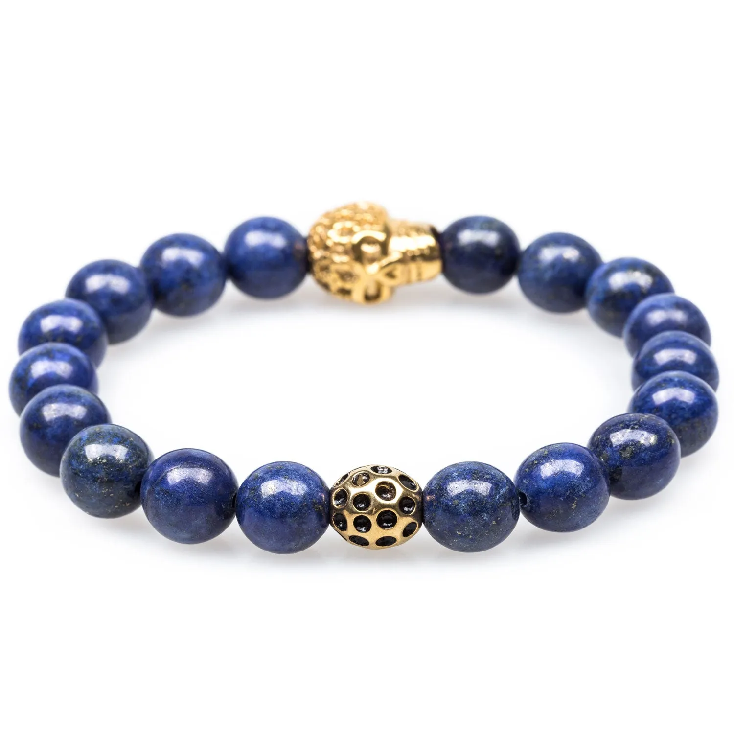 Lapis Lazuli Gold Sugar Skull Bracelet