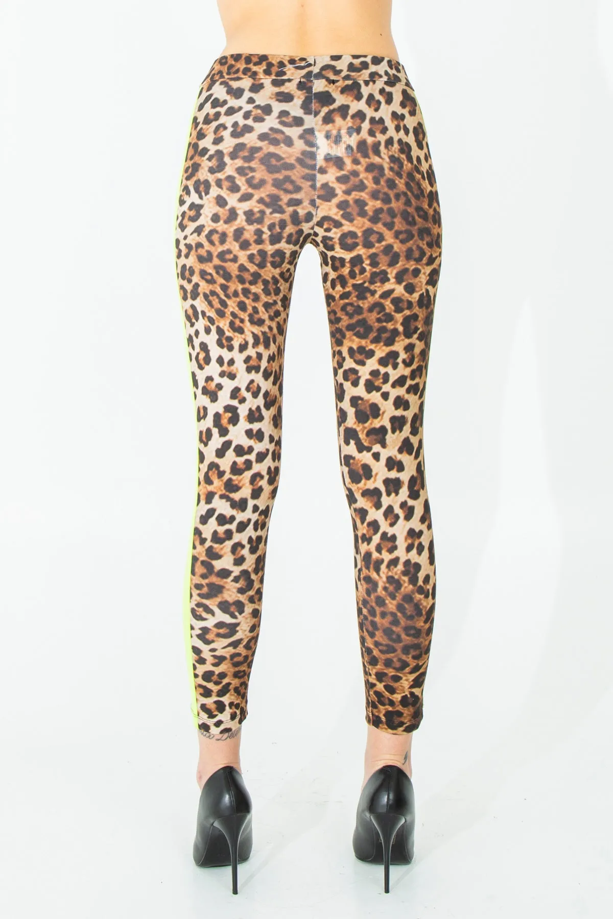 Leggings animalier con banda laterale