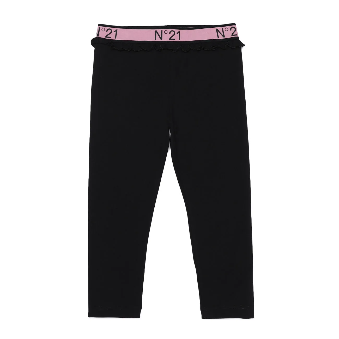 LEGGINGS IN COTONE CON BANDA LOGATA Bambina Nero