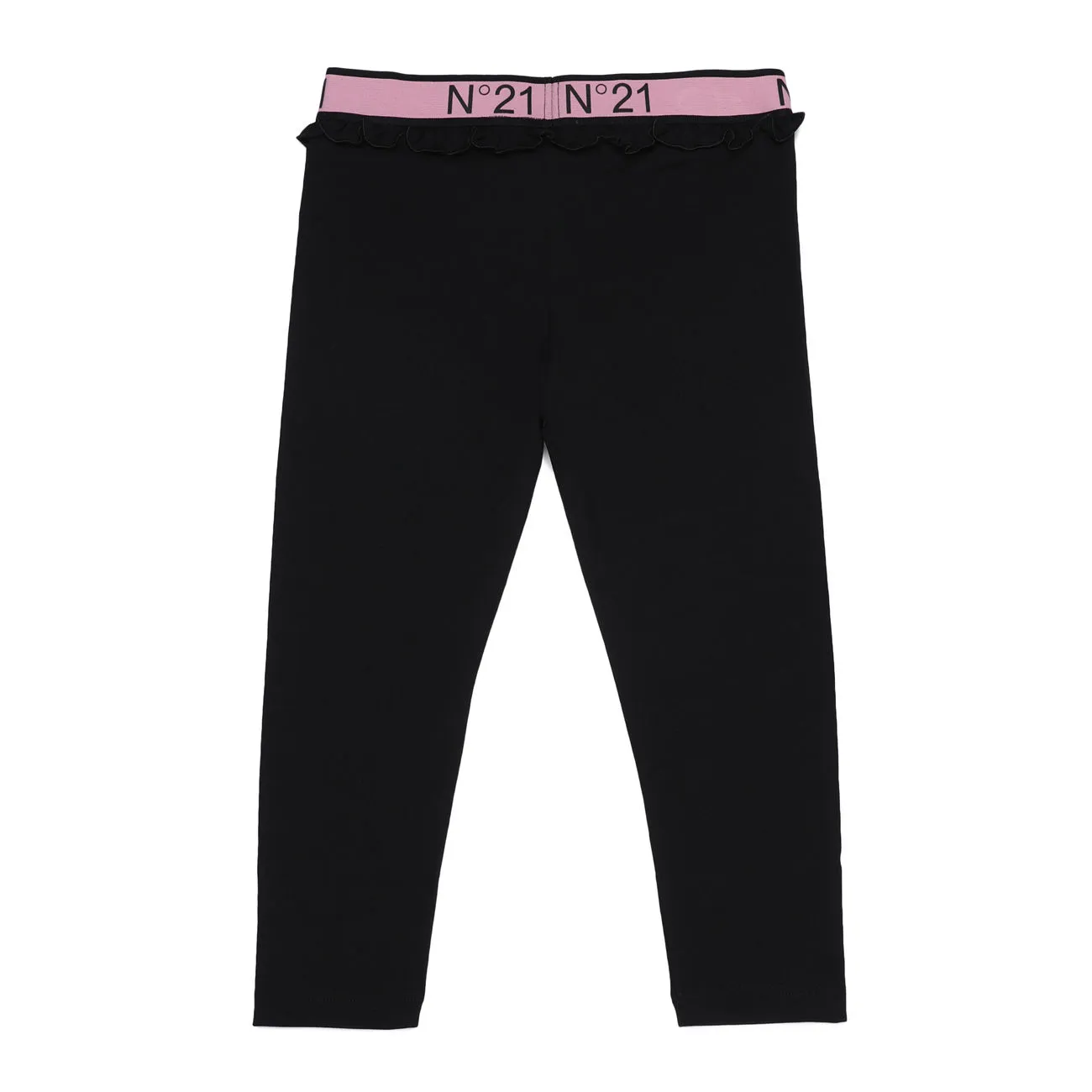 LEGGINGS IN COTONE CON BANDA LOGATA Bambina Nero