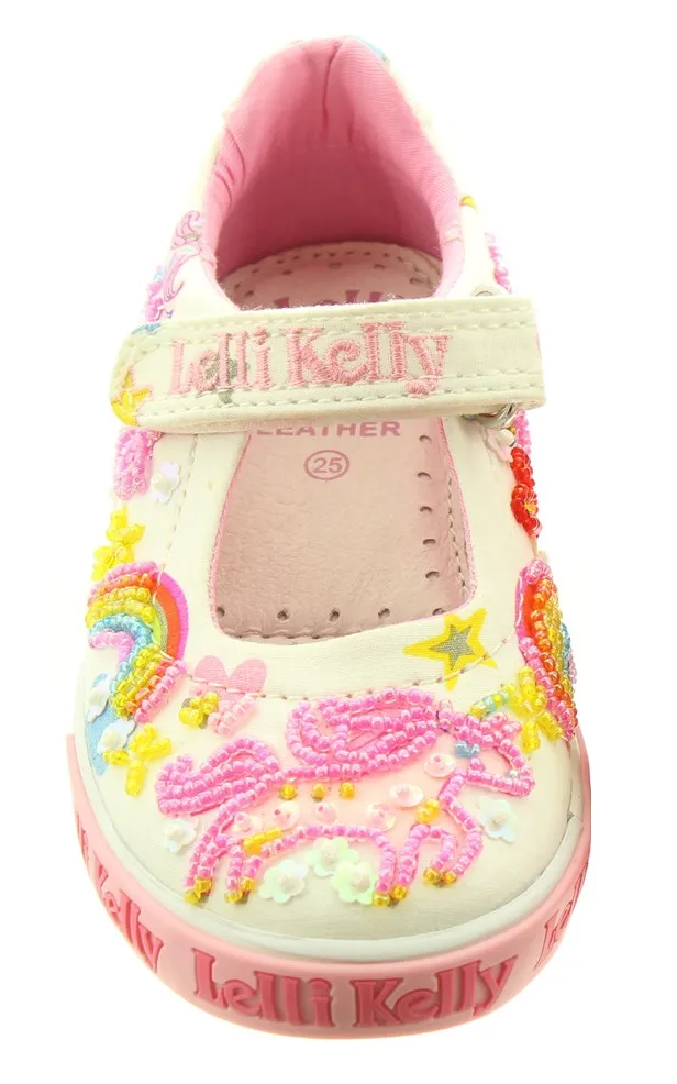 Lelli Kelly LK 9050 Unicorn Canvas Dolly Shoes White