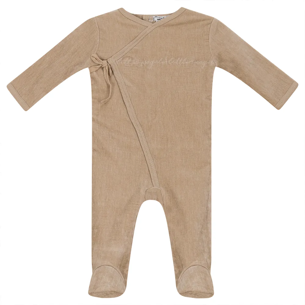 Little Fragile Stone Mock Overlap Velour Stretchie