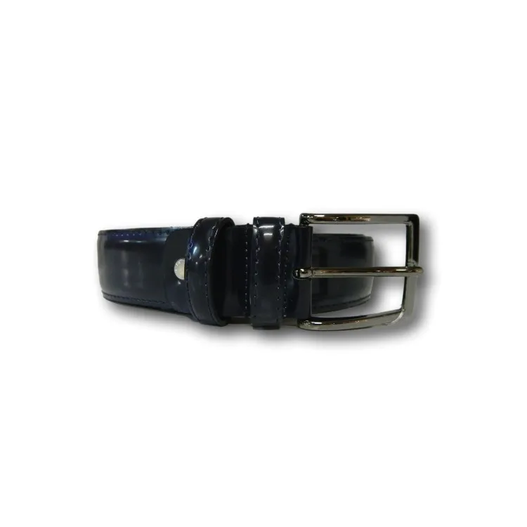 Made in Italy 035 Cintura Uomo in Pelle Abrasivato Blu