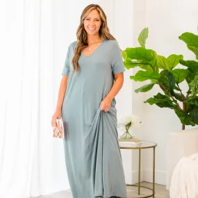 Makin' Waves Maxi Dress, Blue Grey