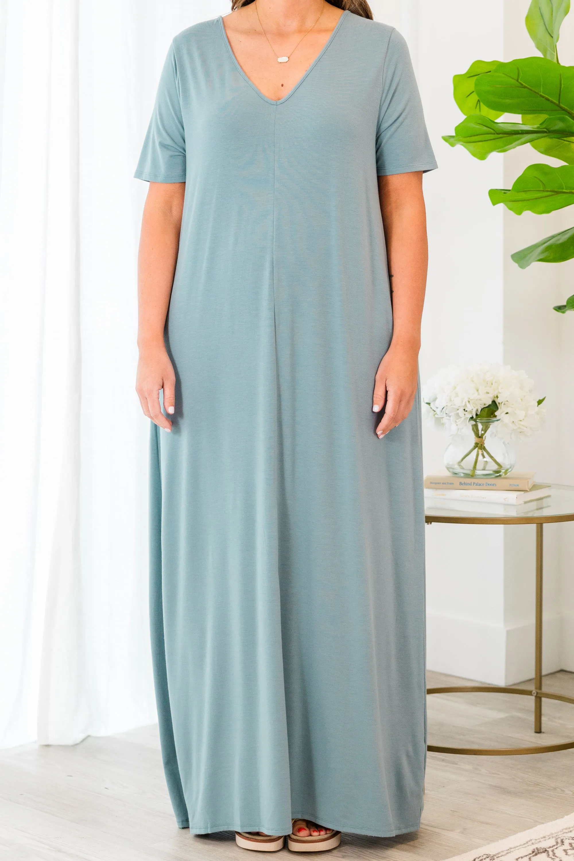 Makin' Waves Maxi Dress, Blue Grey