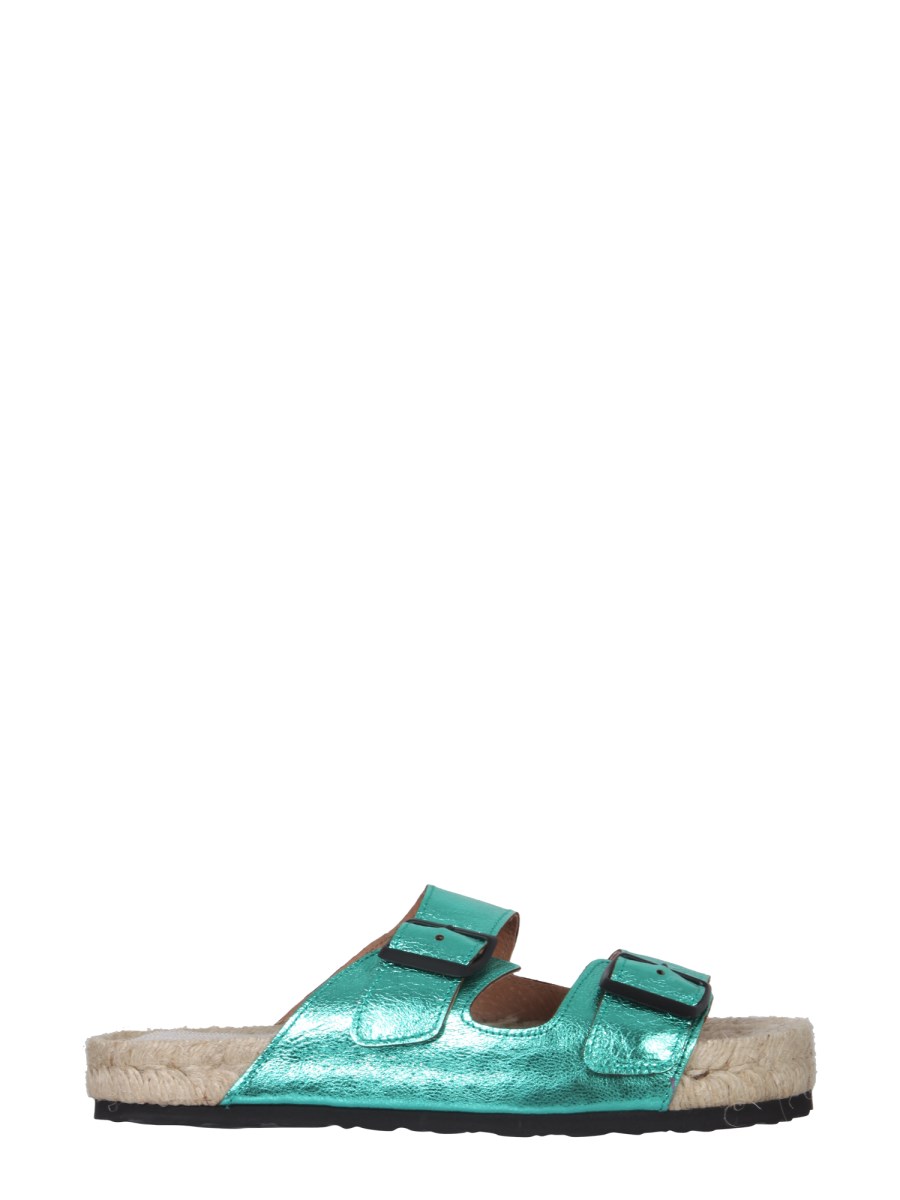 MANEBI    NORDIC HOLLYWOOD METALLIC LEATHER SANDALS