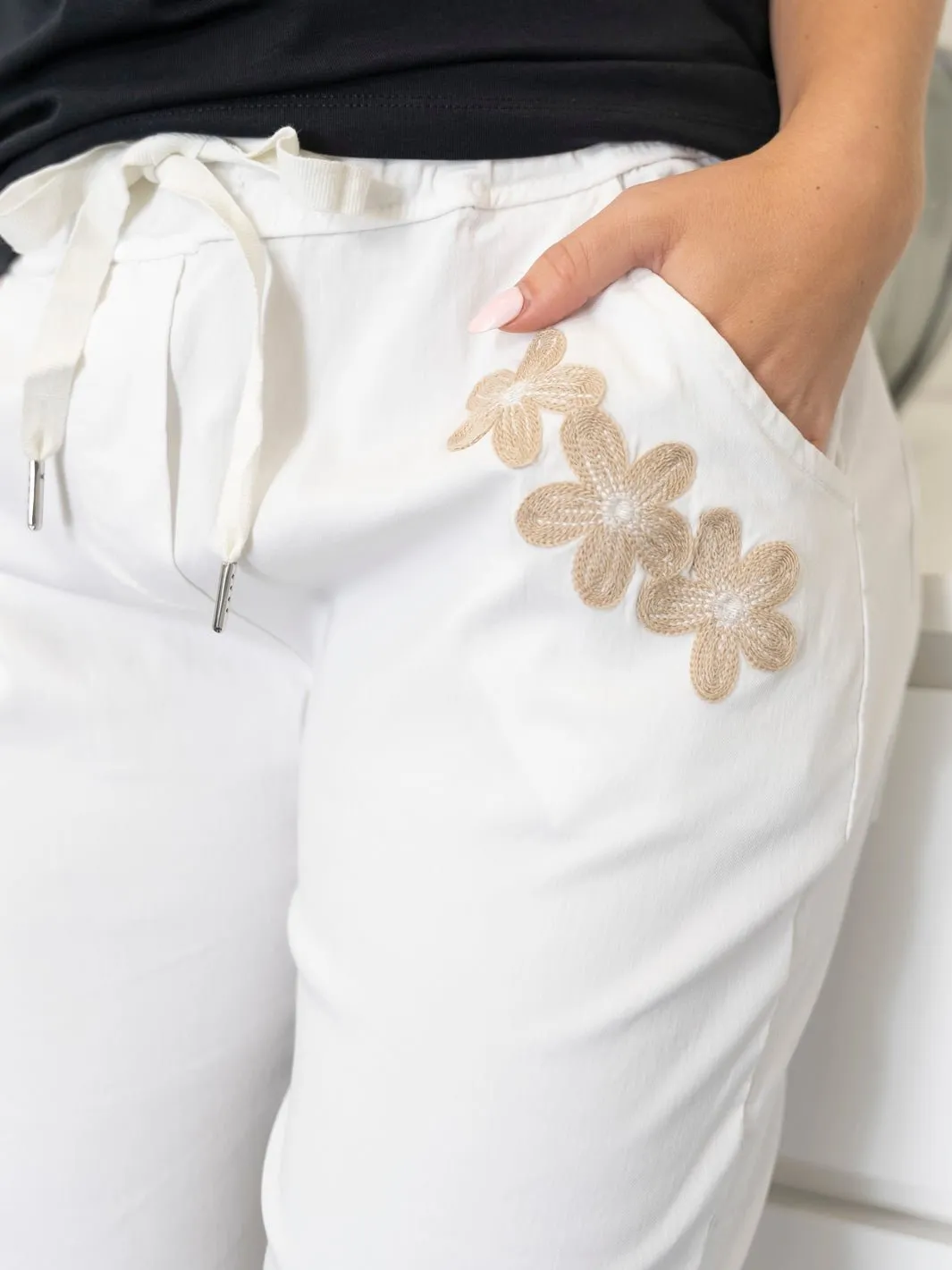 Marta du Chateau Talia pant white/beige flower