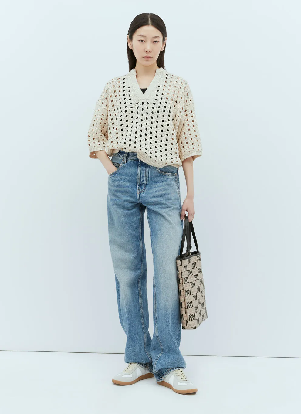 MaxMara  |Casual Style V-Neck Cropped Cotton Elegant Style