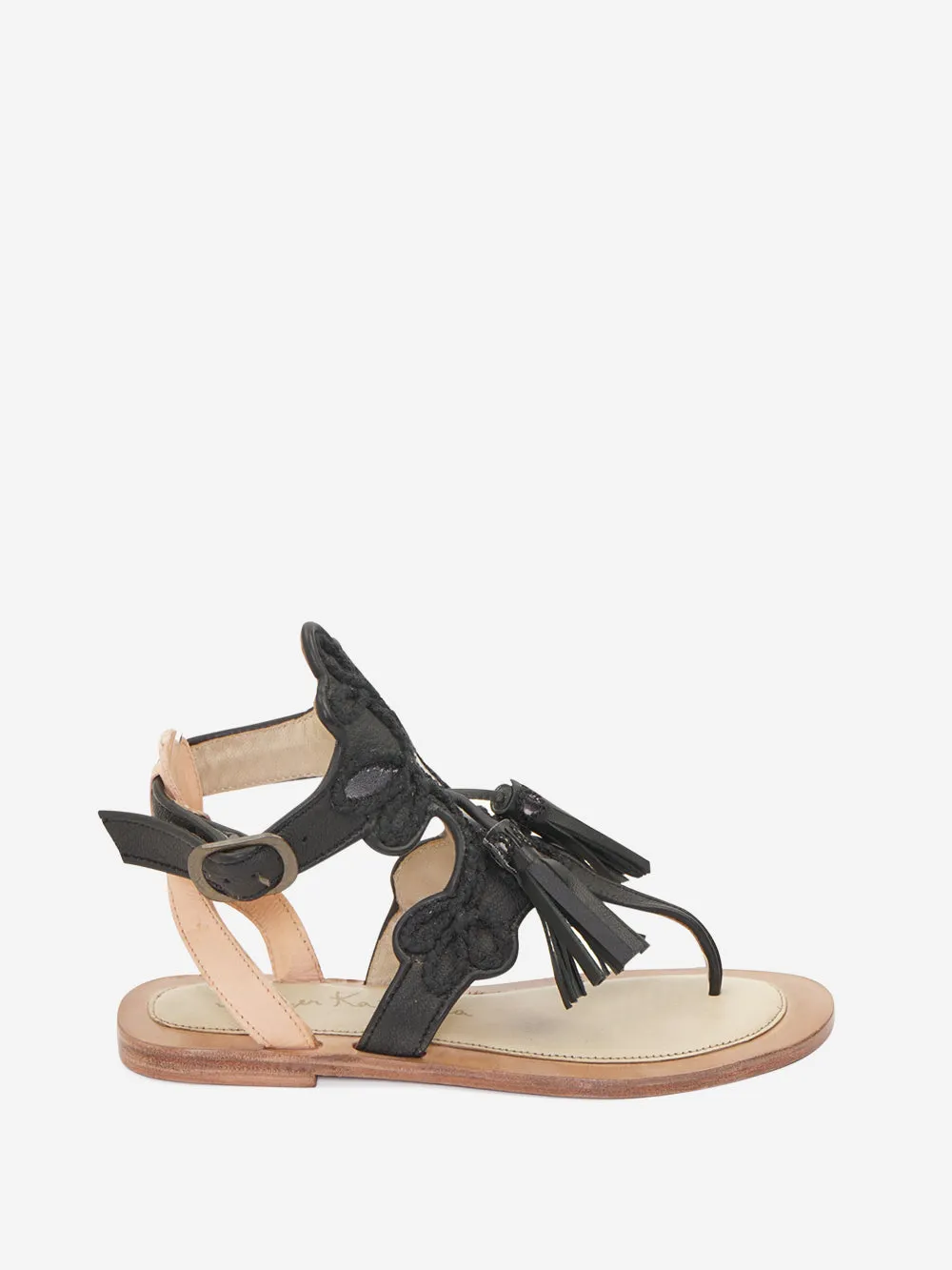 Meher kakalia - Infradito con ricami e nappine modello Symi Sandal