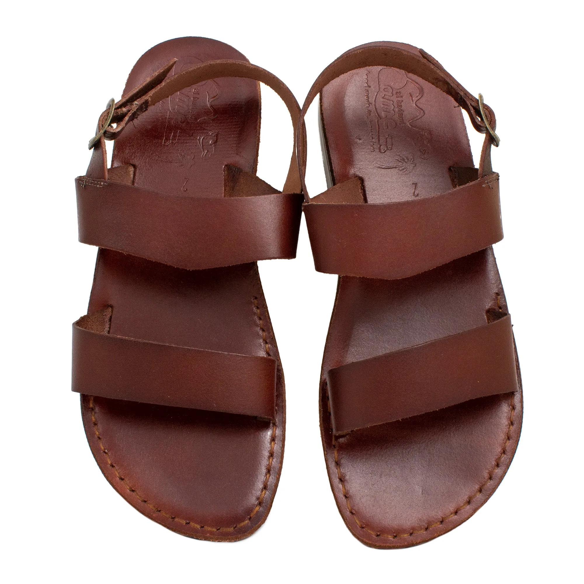 Men's Biblical Antique Style Sandals Genuine Camel Leather Wide Stripes from Jerusalem 6-13US