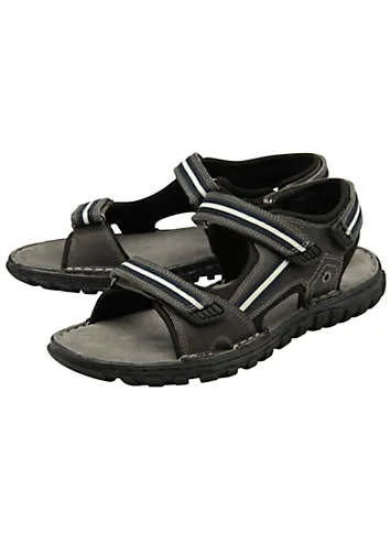 Mens Gus Grey Leather Sandals by Lotus | Look Again