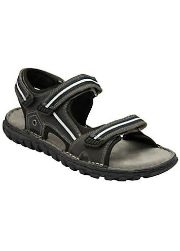 Mens Gus Grey Leather Sandals by Lotus | Look Again