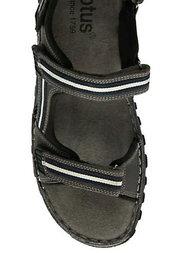 Mens Gus Grey Leather Sandals by Lotus | Look Again